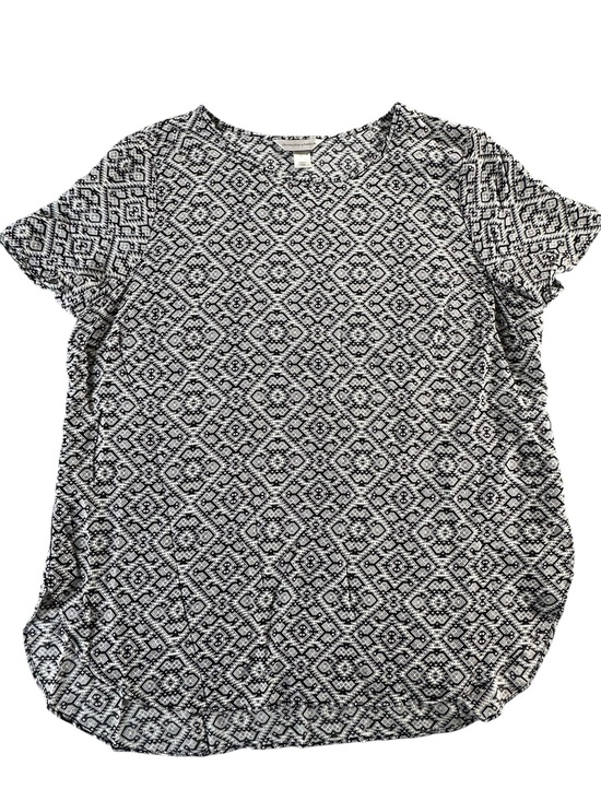 Christopher & Banks Tops - Christopher & Banks XL Black White Geometric Tile Short Sleeve Rayon Top